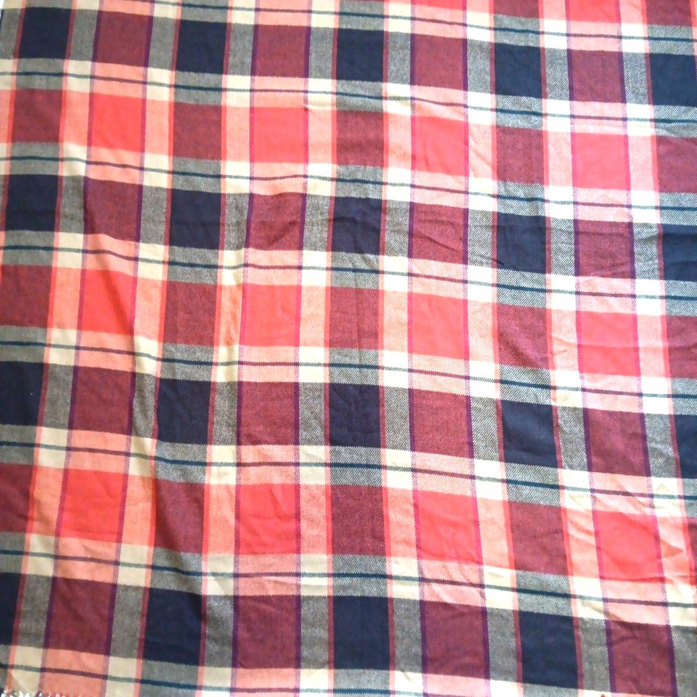 Pottery Barn Plaid Fringe Dunston Throw Accent Blanket Lightweight Fringe Cozy - Picture 3 of 5